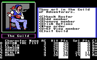 Commodore 64 game screen for The Bard's Tale II: The Destiny Knight
